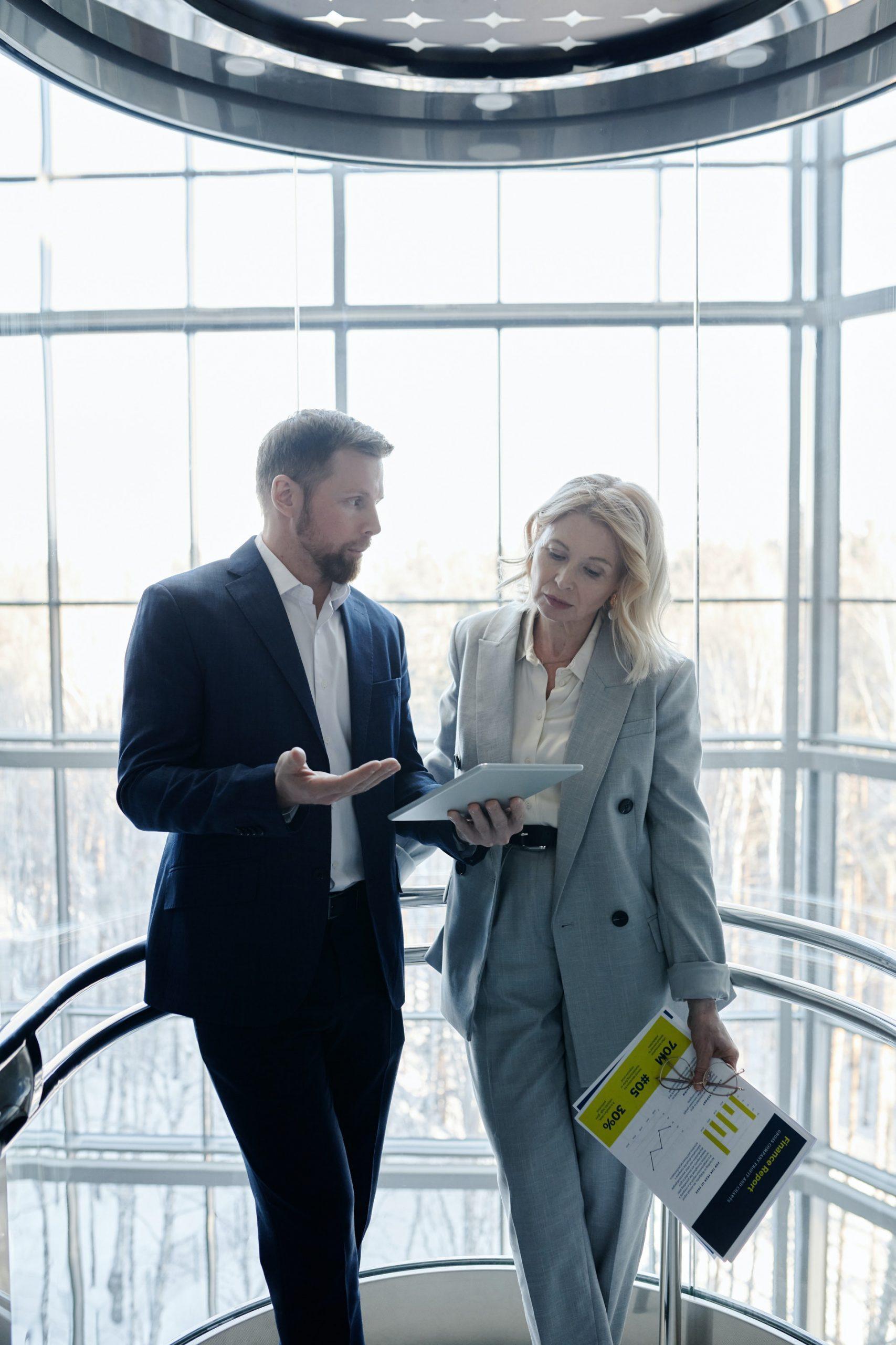 Business professionals talking